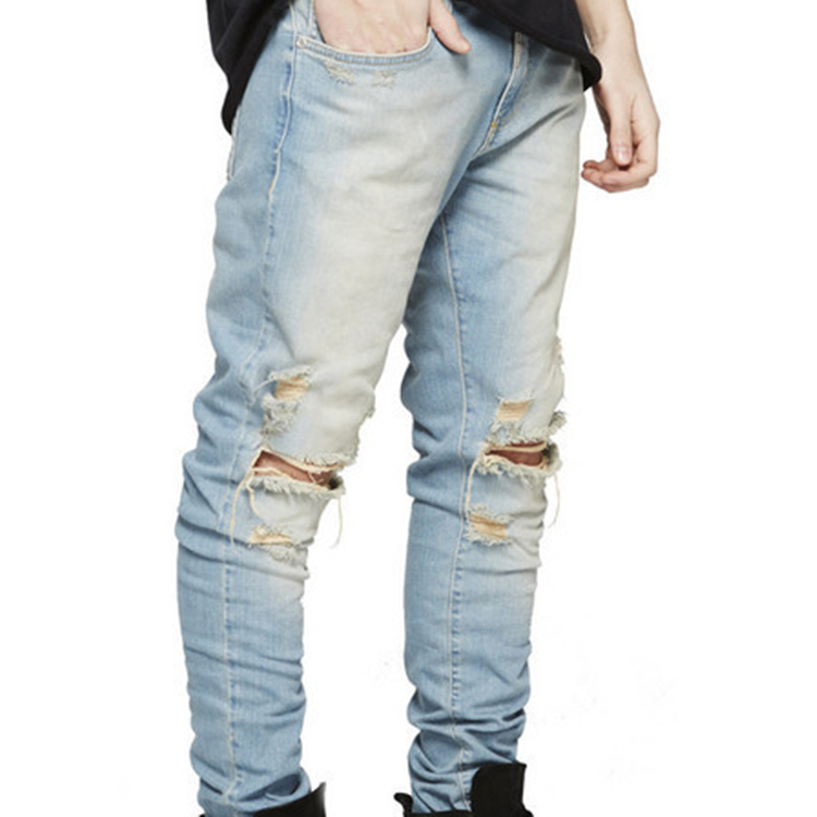 Wholesale-knee-hole-slim-men-jeans