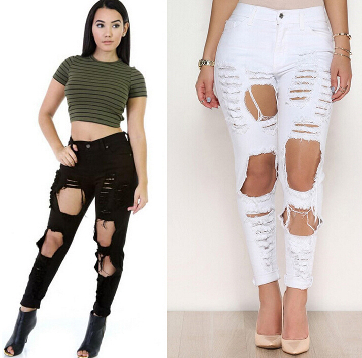 igh-elastic-waist-female-personality-hole-ripped-jeans-wholesale