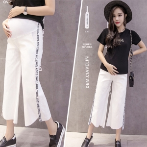 Alphabet ribbon black white pregnant woman cropped trousers – First ...