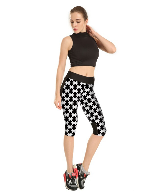 Black-white-puzzle-pieces-tall-waist-7-points-movement-pant-wholesale