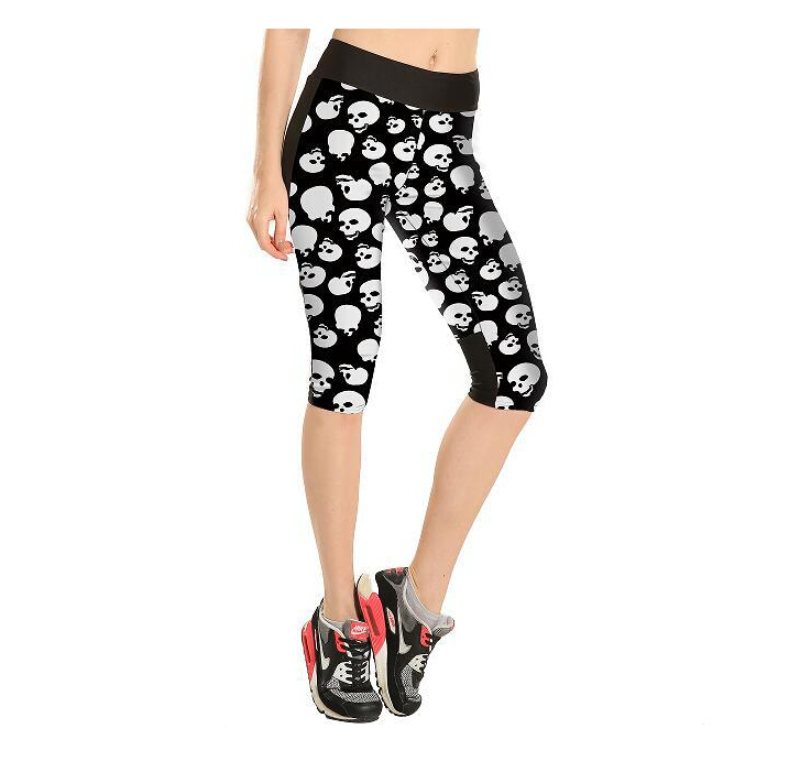 Black-white-skulls-tall-waist-7-points-movement-pant-wholesale