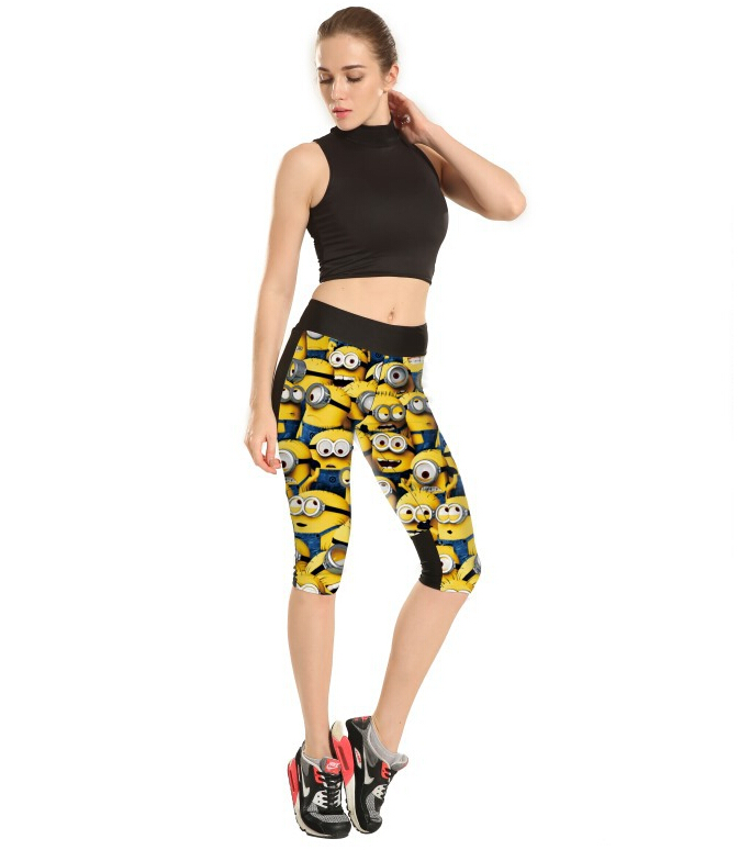 Digital-printing-yellow-7-points-movement-female-trousers-wholesale