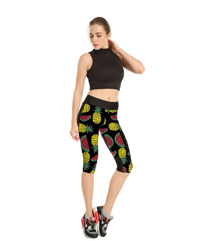 Fashion-watermelon-pineapple-tile-tall-waist-7-points-movement-pant-wholesale