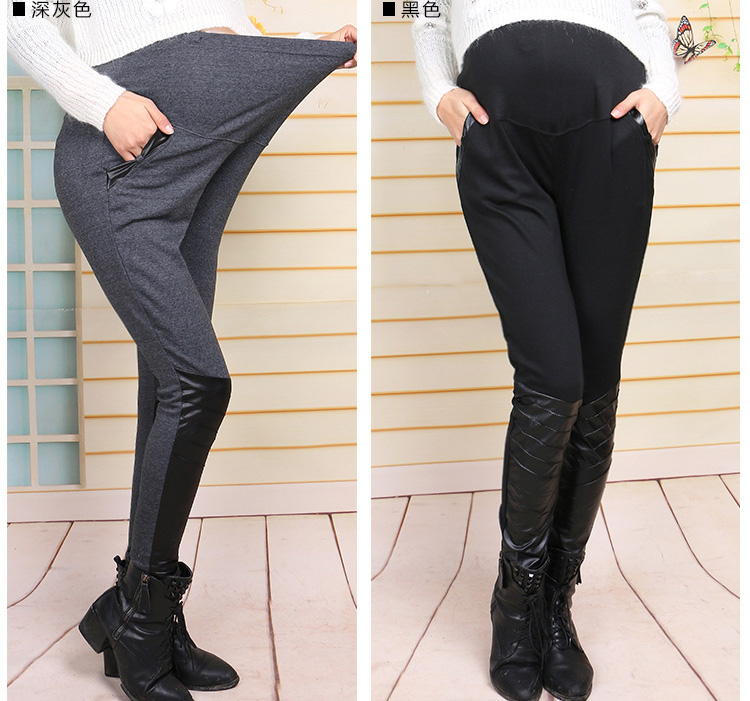 Faux-leather-panel-maternity-leggings