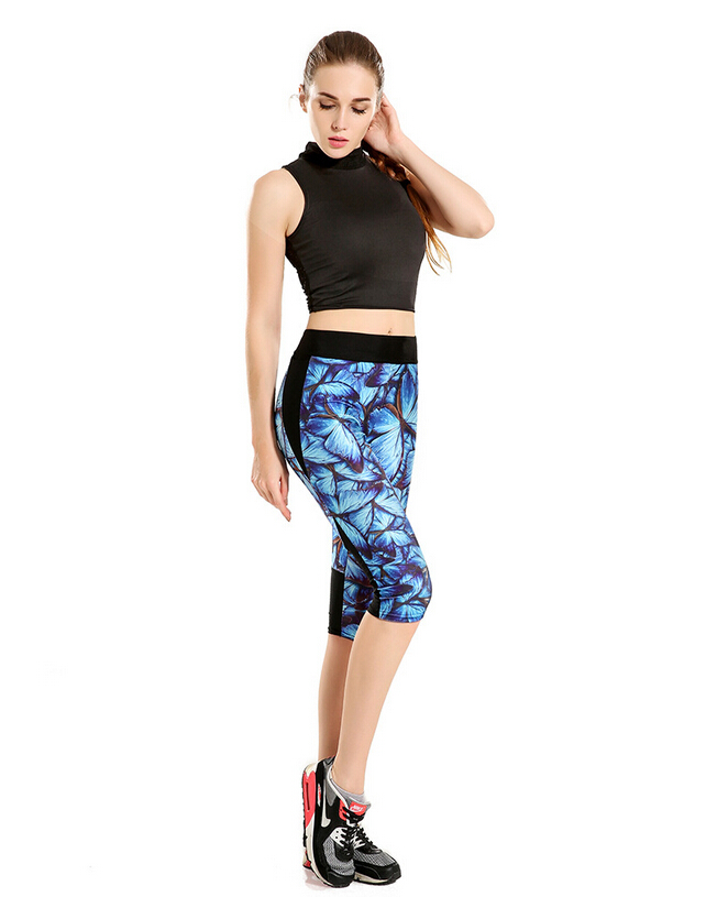 Printed-blue-butterfly-seven-sports-pant-wholesale