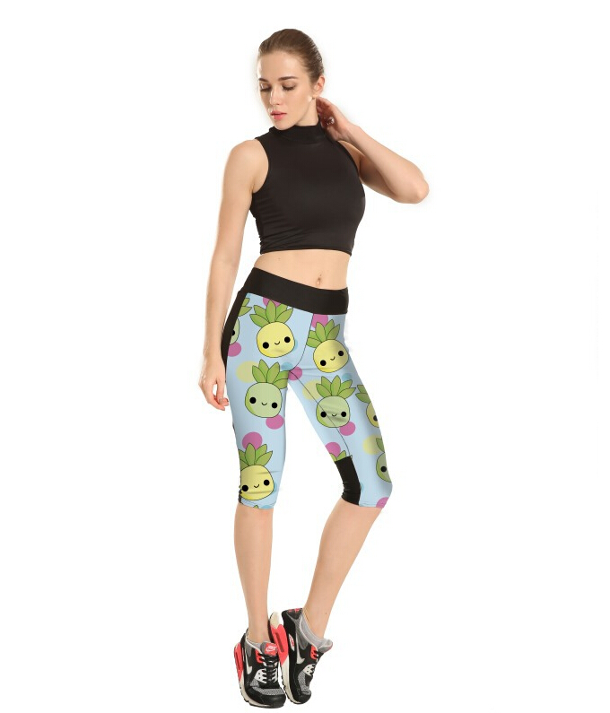 Printed-star-pineapple-tall-waist-7-points-movement-pant-wholesale