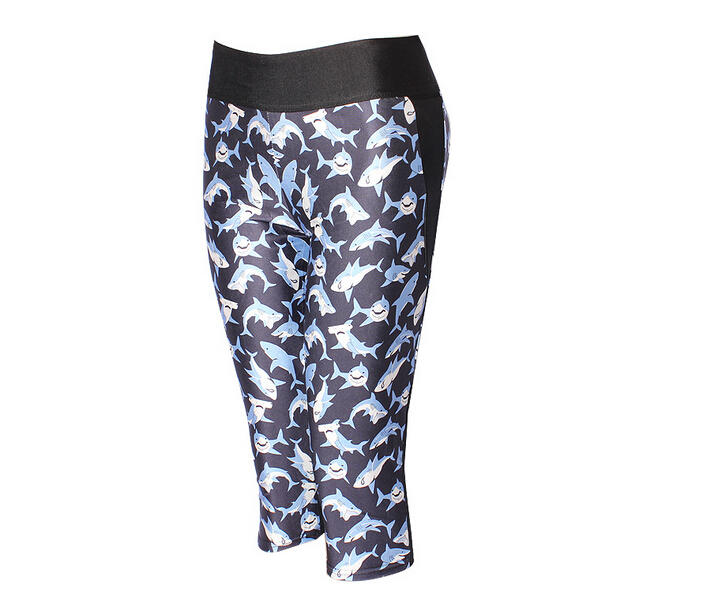 Printing-Marine-animal-shark-high-waisted-seven-sports-pant-wholesale