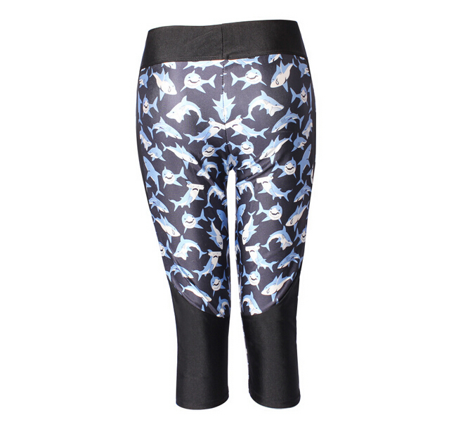 Printing-Marine-animal-shark-high-waisted-seven-sports-pant-wholesale