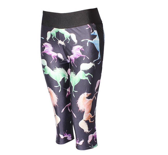 Printing-Marine-animal-shark-high-waisted-seven-sports-pant-wholesale