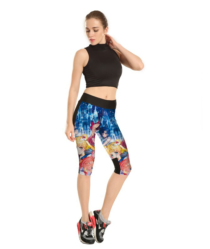Printing-beautiful-girl-lovely-tall-waist-7-points-movement-pant