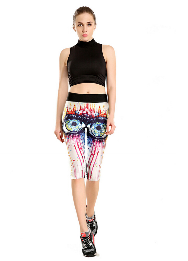 Printing-burst-blood-big-eyes-tall-waist-seven-female-trousers-wholesale