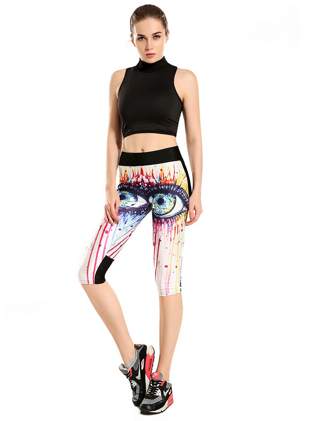 Printing-burst-blood-big-eyes-tall-waist-seven-female-trousers-wholesale