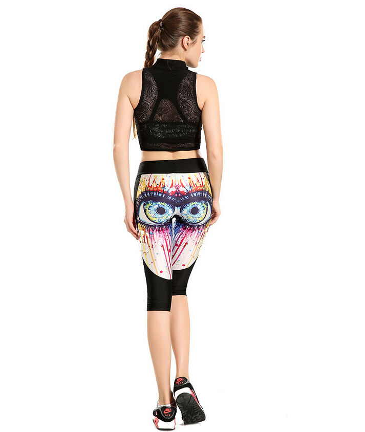 Printing-burst-blood-big-eyes-tall-waist-seven-female-trousers-wholesale