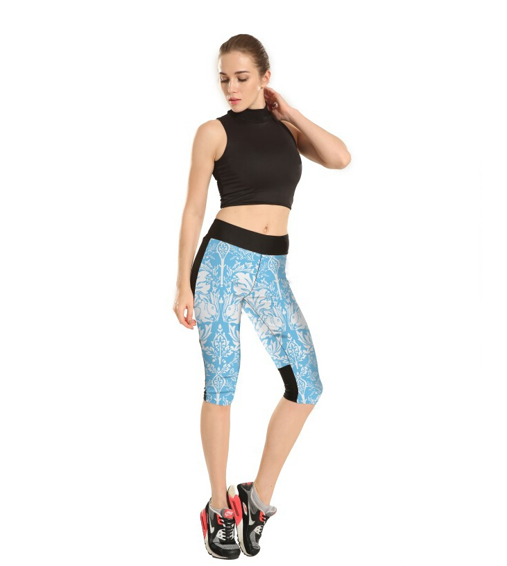 Printing-fresh-blue-pattern-7-points-movement-female-trousers-wholesale