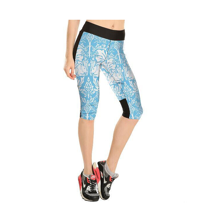 Printing-fresh-blue-pattern-7-points-movement-female-trousers-wholesale
