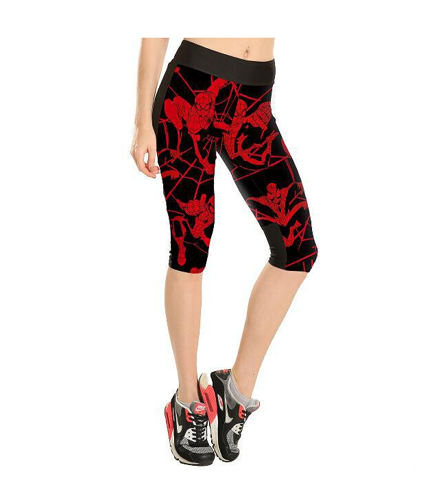 Printing-red-spider-man-tall-waist-seven-sports-pant-wholesale