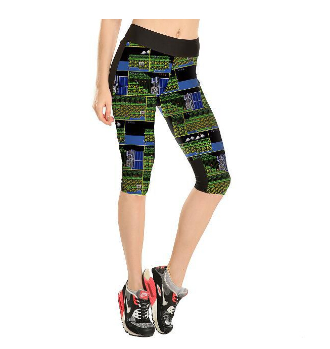 Printing-screen-splicing-tall-waist-7-points-movement-pant-wholesale