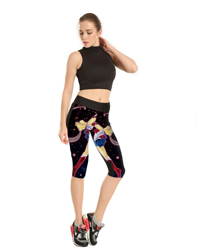 Printing-stars-beautiful-girl-tall-waist-7-points-movement-pant-wholesale