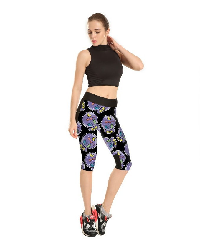 Purple-music-box-printing-tall-waist-7-points-movement-pant-wholesale