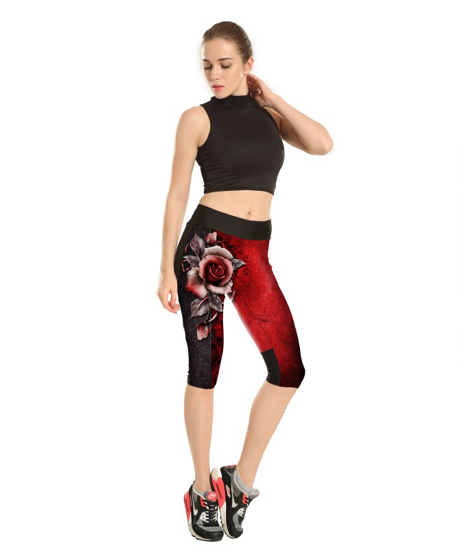 Red-rose-high-waist-seven-sports-pant-wholesale