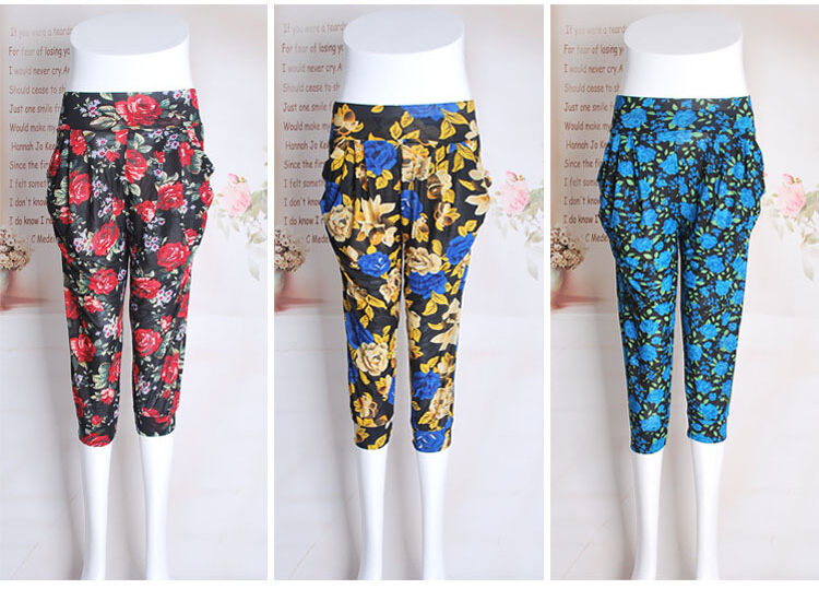 Seven-ice-silk-flower-haroun-lantern-female-pants-leggings