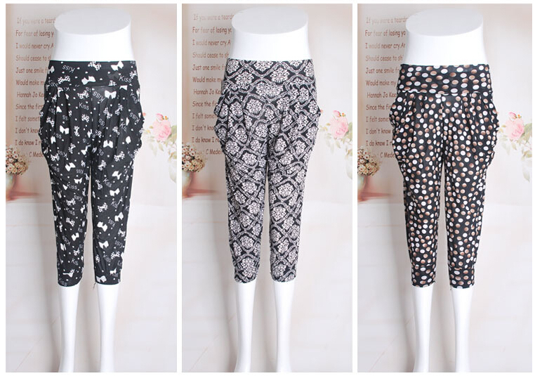 Seven-ice-silk-flower-haroun-lantern-female-pants-leggings