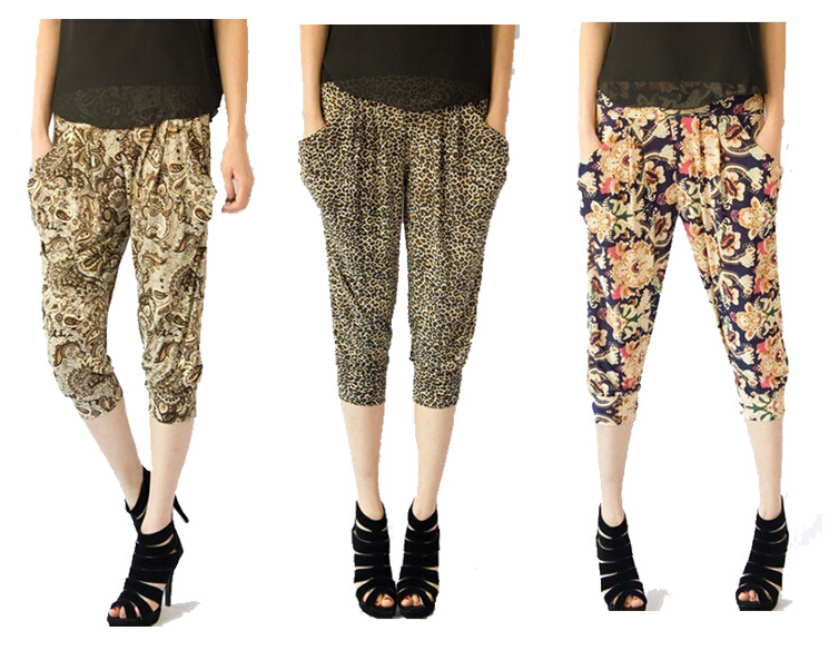 Seven-ice-silk-flower-haroun-lantern-female-pants-leggings