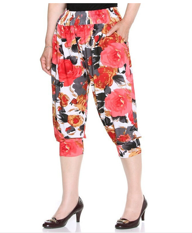 Seven-ice-silk-flower-haroun-lantern-female-pants-leggings