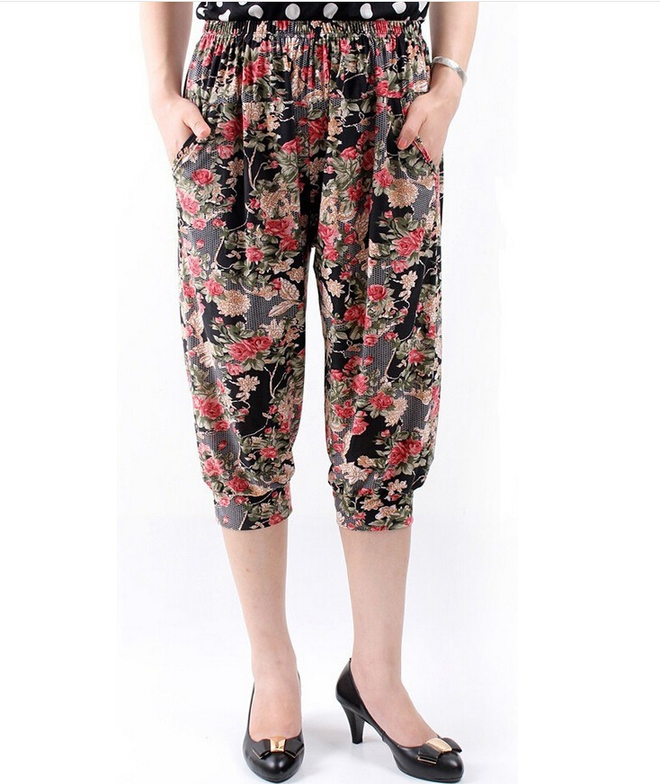 Seven-ice-silk-flower-haroun-lantern-female-pants-leggings