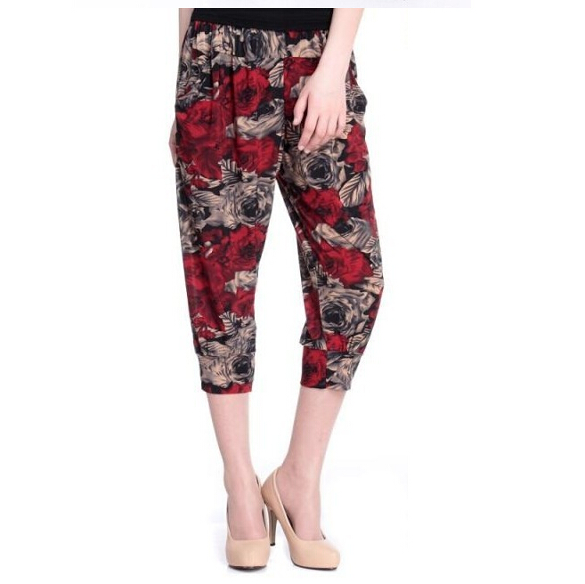 Seven-ice-silk-flower-haroun-lantern-female-pants-leggings