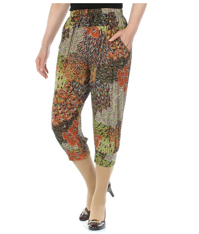 Seven-ice-silk-flower-haroun-lantern-female-pants-leggings