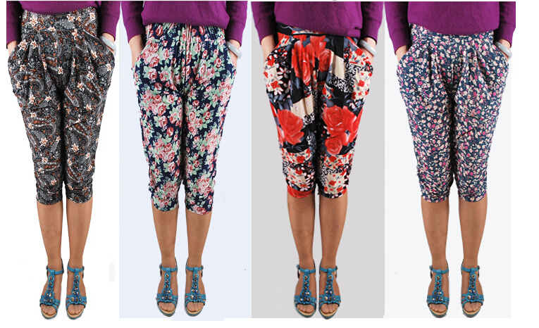 Seven-ice-silk-flower-haroun-lantern-female-pants-leggings