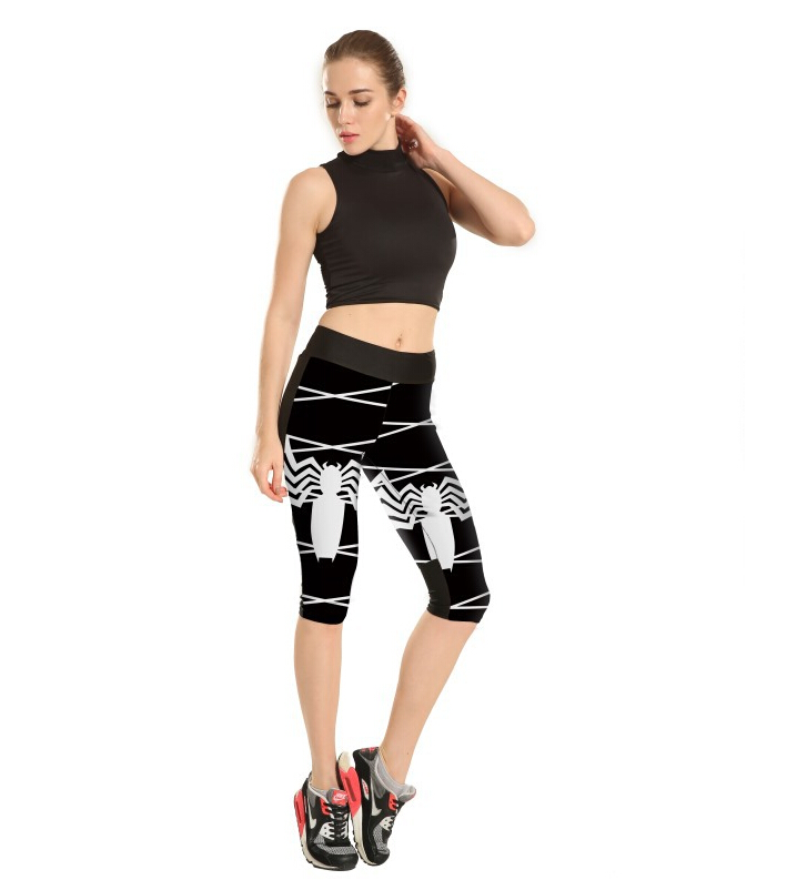 Spider-printing-tall-waist-seven-sports-pant-wholesale