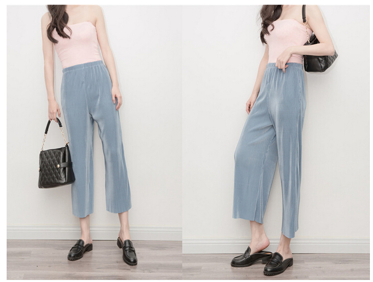 Spring-summer-fold-tall-waist-nine-points-wide-legged-pants