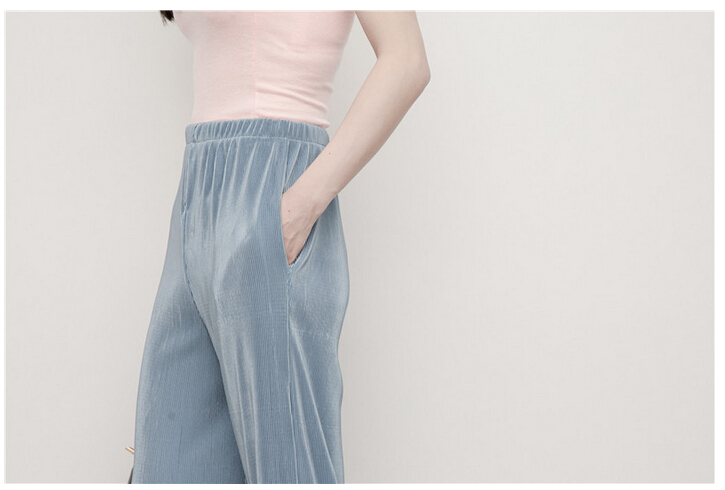 Spring-summer-fold-tall-waist-nine-points-wide-legged-pants