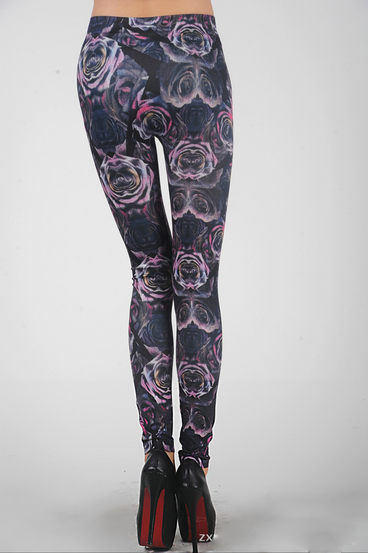 Stylish-gray-roses-Leggings