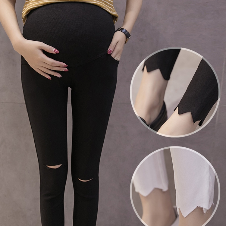 Tight-skinny-pregnant-woman-cropped-pants