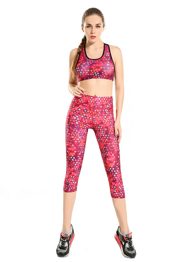 Vibrant-pink-dot-printed-female-7-minutes-yoga-pants-wholesale