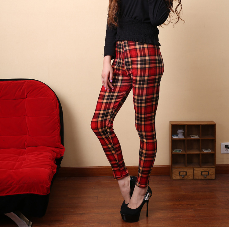 Wholesale-plaid-velvet-leggings