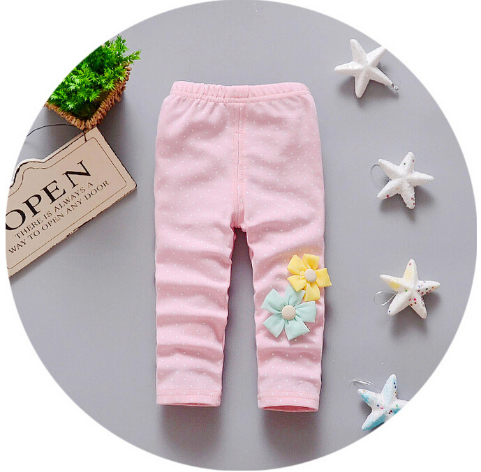 Baby-girl-dot-two-little-flower-cotton-leggings-wholesale