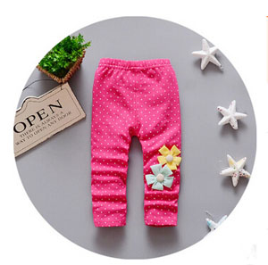 Baby girl dot two little flower cotton leggings wholesale – First leggings