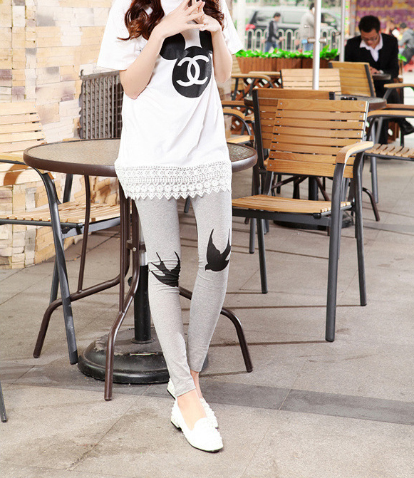 Birds-pattern-thermal-leggings-wholesale