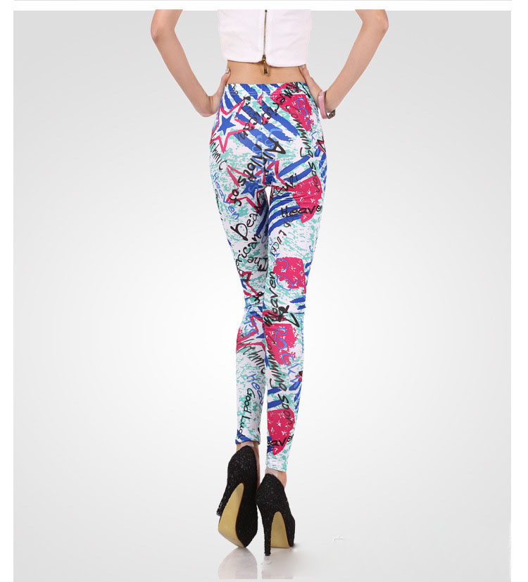 Colorful-star-pattern-printing-light-blue-leggings-wholesale