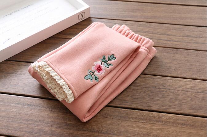 Flower-embroidery-thickening-children-cotton-trousers