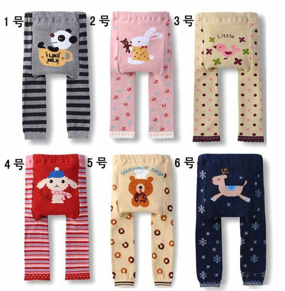 Panda-pattern-knit-cotton-kids-leggings