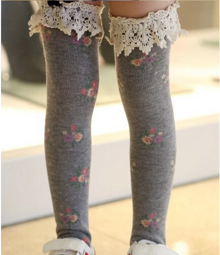 Pure-cotton-children-lace-small-broken-flower-tube-socks