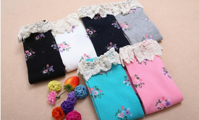 Pure-cotton-children-lace-small-broken-flower-tube-socks