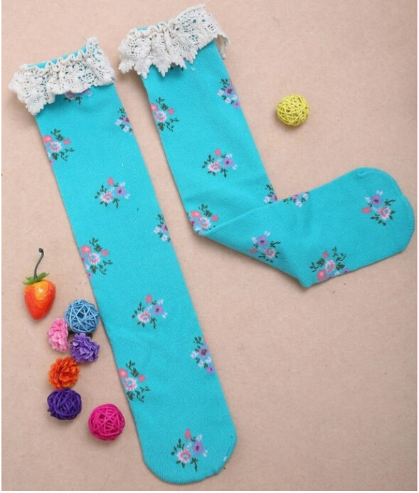 Pure-cotton-children-lace-small-broken-flower-tube-socks