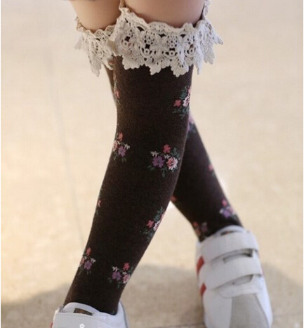 Pure-cotton-children-lace-small-broken-flower-tube-socks