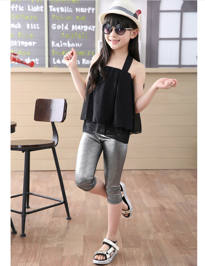 Thin-ice-silk-children-Shiny-gold-leggings-wholesale